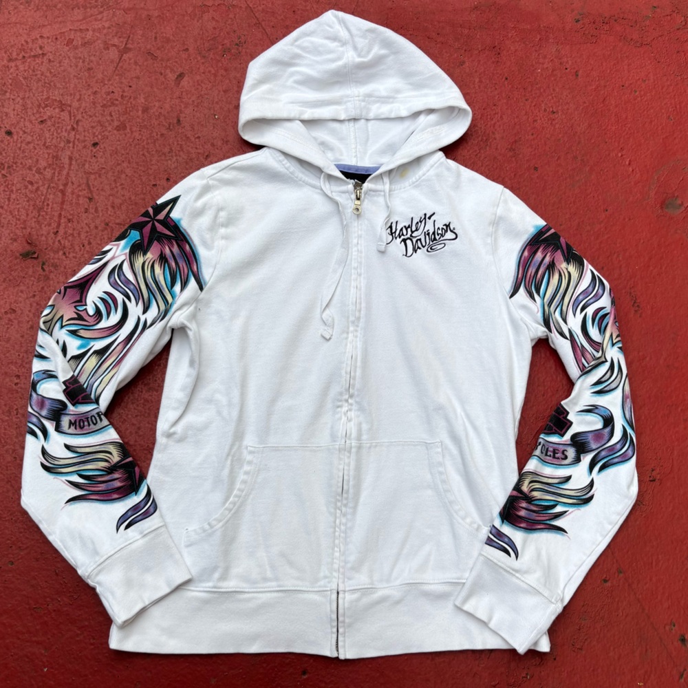 Harley-Davidson White Zip-Up Hoodie